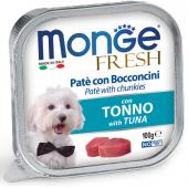Monge Fresh нежные кусочки в паштете с тунцом для собак, супер премиум качества