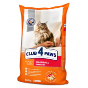 Club 4 paws сухой корм для взрослых кошек мясные крокеты с эффектом выведения шерсти (целый мешок 14 кг)