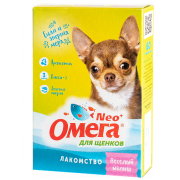 Омега Neo "Весёлый малыш" витамины-лакомство с пребиотиком и  морепродуктами для щенков, 60 таб.