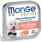 Monge Fresh нежные кусочки в паштете с лососем для собак, супер премиум качества 100 гр