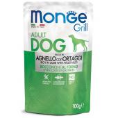 Monge Grill Adult Rich in Lamb полнорационный корм для взрослых собак, с запеченными кусочками на основе ягненка с овощами, супер премиум качества 100 гр