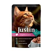 Justin, влажный корм для кошек, со вкусом индейки в соусе, 75 гр