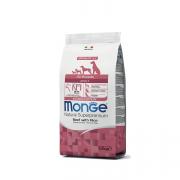 Monge Adult Monoprotein Natural Super Premium Beef with Rice сбалансированный полнорационный сухой корм с одним источником животного белка, для взрослых собак всех пород, с говядиной и рисом, супер премиум качества (целый мешок 12 кг)
