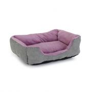 Beeztees Plush rest bed Baboo плюшевая лежанка для кошек и собак мелких пород, серая-фиолетовая 48×37×18 см
