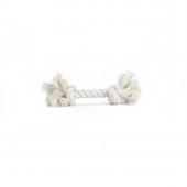 Beeztees Flossy rope, white cotton игрушка канат с двумя узлами для собак, малая, 32 см, 125 г