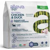 Alleva Holistic Cat Neutered сухой корм для стерилизованных кошек и кастрированных котов с курицей и уткой, с волокнами сахарного тростника и женьшенем, 400 г