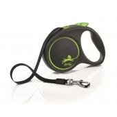Flexi Black Design S Cord 5 m тросовый поводок-рулетка длиной 5 м для собак весом до 12 кг (зеленый)