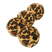 Trixie игрушка для кошек "Мяч леопард" пластик, покрытый плюшем с колокольчиком, 4 шт (3,5 см)