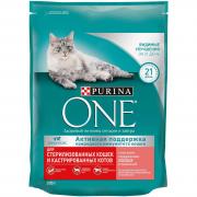 Purina One сухой корм для стерилизованных кошек и котов с лососем и пшеницей, 200 г