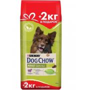 Dog Chow корм для собак старше 1 года с ягненком, 12+2 кг