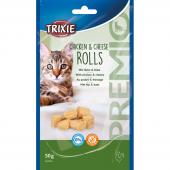 Trixie chichken and cheesen rolls лакомство для кошек рулетики из курицы и сыра 50 г