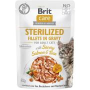 Brit Care Fillets, филе для стерилизованных кошек с пикантным лососем и тунцом в соусе 85 г