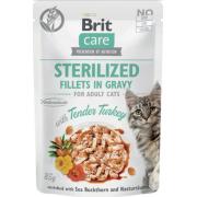 Brit Care Fillets, филе для стерилизованных кошек с нежной индейкой в соусе  85 г
