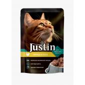 Justin, влажный корм для кошек, со вкусом курицы в соусе, 75 гр