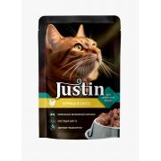 Justin, влажный корм для кошек, со вкусом курицы в соусе, 75 гр