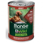 Monge Natural Bwild Grain Free Adult беззерновой корм для собак всех пород, в соусе ягненок с тыквой и кабачками 400 г