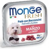Monge Fresh нежные кусочки в паштете с говядиной для собак, супер премиум качества 100 гр
