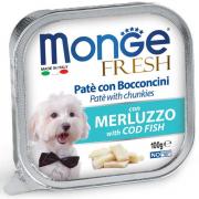 Monge Fresh нежные кусочки в паштете с треской для собак, супер премиум качества 100 гр