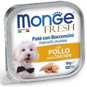 Monge Fresh нежные кусочки в паштете с курицей для собак, супер премиум качества 100 гр