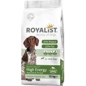 Royalist High Energy полнорационный сухой корм для взрослых собак всех пород, с ягнёнком и рисом (целый мешок 15 кг)