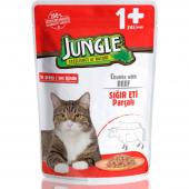 Jungle влажный корм для взрослых кошек в соусе с говядиной 100 г