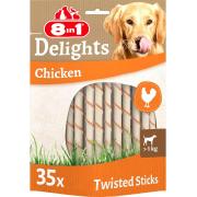 Delights Chicken Twisted Sticks куриные палочки для собак весом более 1 кг, 35 штук