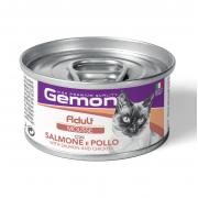 Gemon Adult Cat влажный корм для кошек с лососем и курицей 85 г