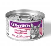 Gemon sterilised влажный корм для стерилизованных кошек с курицей и печенью 85 г