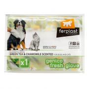 Genico Fresh Glove с нежным ароматом зеленого чая и ромашкового чая, для чистки шерсти кошек и собак