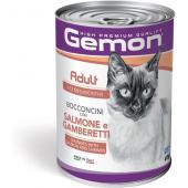 Gemon wet food for adult cats with salmon and shrimp Влажный корм для взрослых кошек с лососем и креветками 415 г