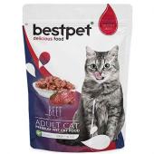 Bestpet Beef Adult Cat влажный корм для взрослых кошек с говядиной в желе 85 гр