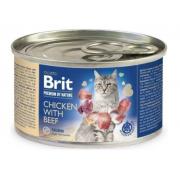 Brit Premium By Naturе, консервы для кошек с курицей и говядиной 200 г