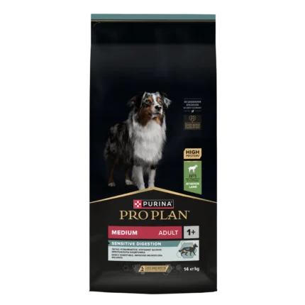 Pro Plan Medium Adult для взрослых собак средних пород с ягненком (целый мешок 14 кг)