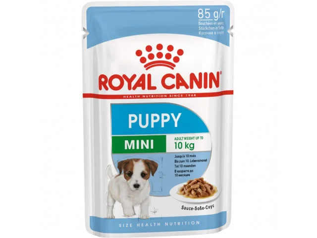 1010135 Royal Canin Mini Puppy, 2 aydan 10 aya qədər bütün cinslərdən olan bala itlər üçün sousda yaş yem, 85 q - Şəkil 1