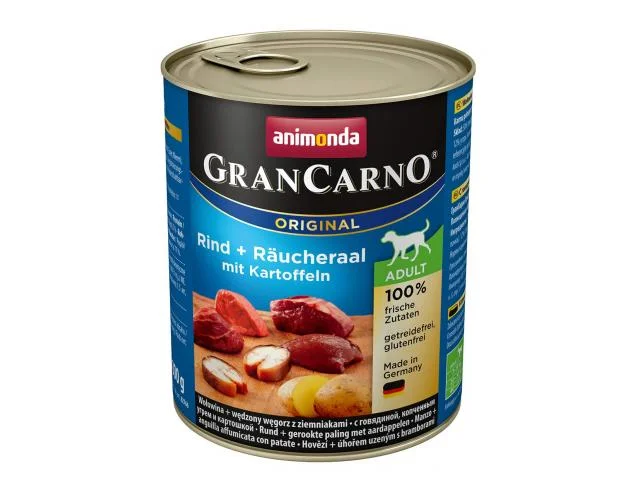 1020039 Gran Carno Adult для взрослых собак с говядиной, копченым угрем и картошкой 800 г — изображение 1