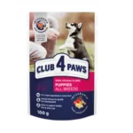 Club 4 Paws bütün cinslərdən olan bala itlər üçün yaş yem, toyuqla birlikdə, 100 q