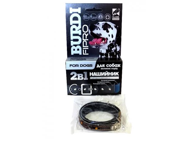 1030160 Burdi Fipro ошейник декоративный инсектоакарицидный от блох и клещей для средних и крупных собак, 65 см — изображение 1