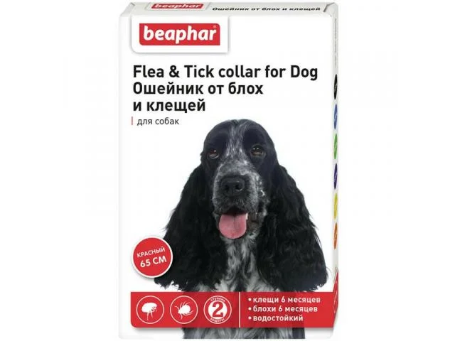 1030269 Beaphar Flea & Tick ошейник от блох и клещей для собак средних пород, красный, 65 см — изображение 1