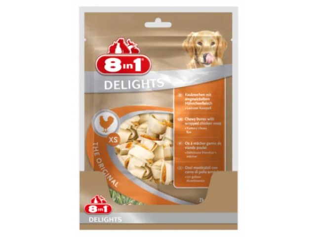 1040144 8in1 Жевательные кости с куриным мясом внутри для собак 168г, 14 шт. — изображение 1