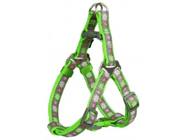 1110661 Trixie One Touch Blooms шлейка для собак карликовых и мелких пород, размер XXS–XS 25–35 см/10 мм, зелёный — изображение 1