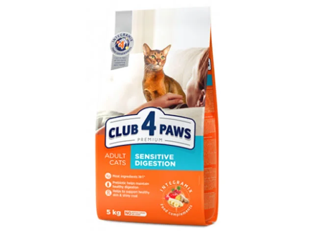 20101360 Club 4 Paws корм для кошек с чувствительным пищеварением (целый мешок 14 кг) — изображение 1
