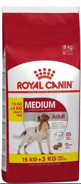 20102041 Royal Canin Medium Adult сухой корм для собак средних пород с 12 месяцев до 7 лет (целый мешок 15+3 кг) — изображение 1