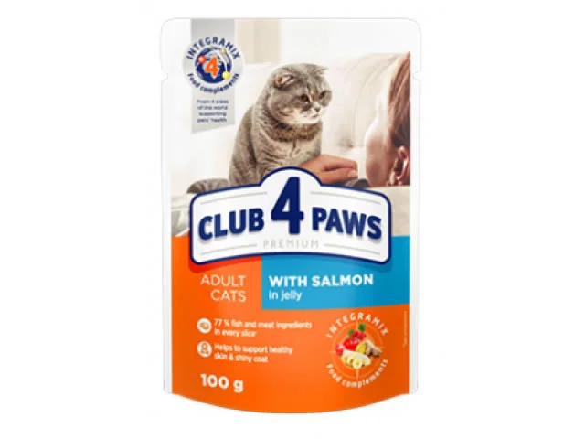 2020195 Club 4 Paws yaş pişik yemi qızılbalıq ilə jeledə 100 q. - Şəkil 1