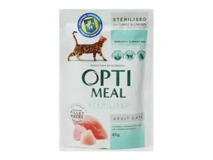 Optimeal Sterilized для стерилизованных кошек и котов с индейкой и курицей 85 г
