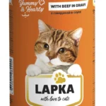 Lapka влажные консервы для кошек с говядиной в соусе, 415 г