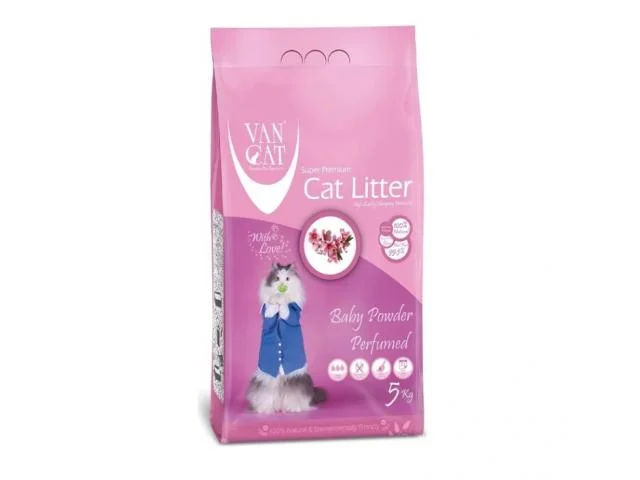 2031125 Van Cat комкующийся наполнитель с ароматом детской присыпки, 5 кг — изображение 1