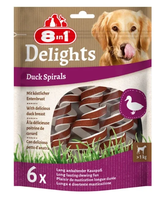 5679998 8in1 Delights Duck Spirals лакомство с говядиной для собак 60г , 6 шт — изображение 1