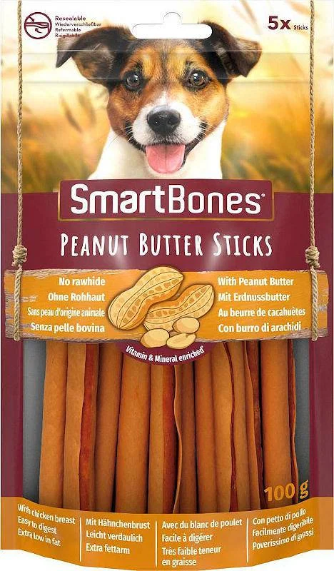 5680003 Smart Bones Peanut Butter Sticks палочки с куриной грудкой и арахисом 100 г , 5 шт — изображение 1