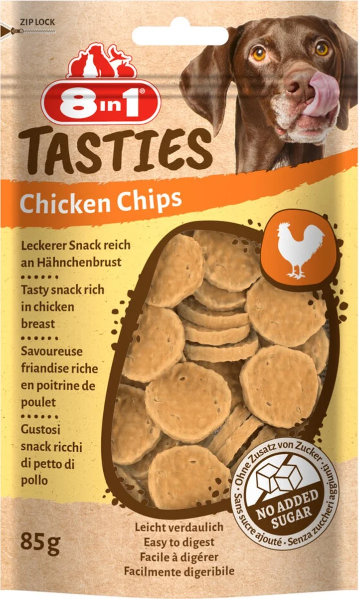 5680014 8in1 Tasties Chicken Chips куриные медальоны для собак, 85гр — изображение 1
