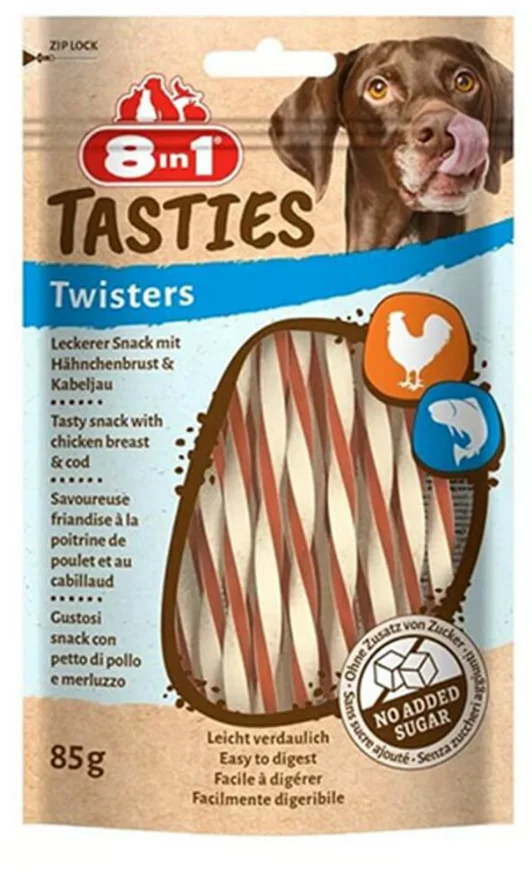 5680015 8in1 Tasties Chicken Twisters лакомство для собак курица и рыба 85 г — изображение 1